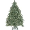 National Tree Company Full^Pre-Lit 'Feel Real' Artificial Full Downswept Christmas Tree, Green, Douglas Blue Fir, White Lights, Includes Stand, 4.5 Feet