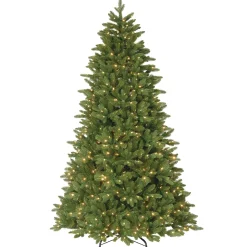 7Ft - 9Ft-National Tree Company Pre-Lit 'Feel Real' Artificial Christmas Tree, Ridgewood Spruce, Green, White Lights, Includes Stand, 7.5 Feet