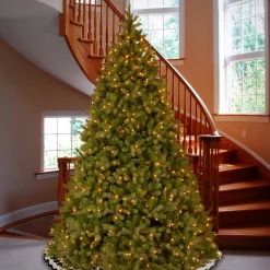 10Ft And Taller-National Tree Company Pre-Lit 'Feel Real' Artificial Giant Downswept Christmas Tree, Green, Douglas Fir, Dual Color Led Lights, Includes Powerconnect And Stand, 10 Feet