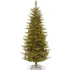 Slim-National Tree Company Pre-Lit 'Feel Real' Artificial Slim Christmas Tree, Green, Frasier Grande, White Lights, Includes Stand, 7.5 Feet