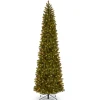 Slim-National Tree Company Pre-Lit 'Feel Real' Artificial Giant Slim Downswept Christmas Tree, Green, Douglas Fir, Dual Color Led Lights, Includes Stand, 12 Feet