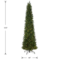 Slim-National Tree Company Pre-Lit 'Feel Real' Artificial Giant Slim Downswept Christmas Tree, Green, Douglas Fir, Dual Color Led Lights, Includes Stand, 12 Feet