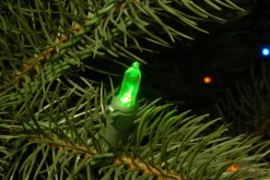 Slim-National Tree Company Pre-Lit 'Feel Real' Artificial Giant Slim Downswept Christmas Tree, Green, Douglas Fir, Dual Color Led Lights, Includes Stand, 12 Feet