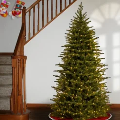 7Ft - 9Ft-National Tree Company Pre-Lit 'Feel Real' Artificial Slim Christmas Tree, Green, Nordic Spruce, Dual Color Led Lights, Includes Stand, 7.5 Feet