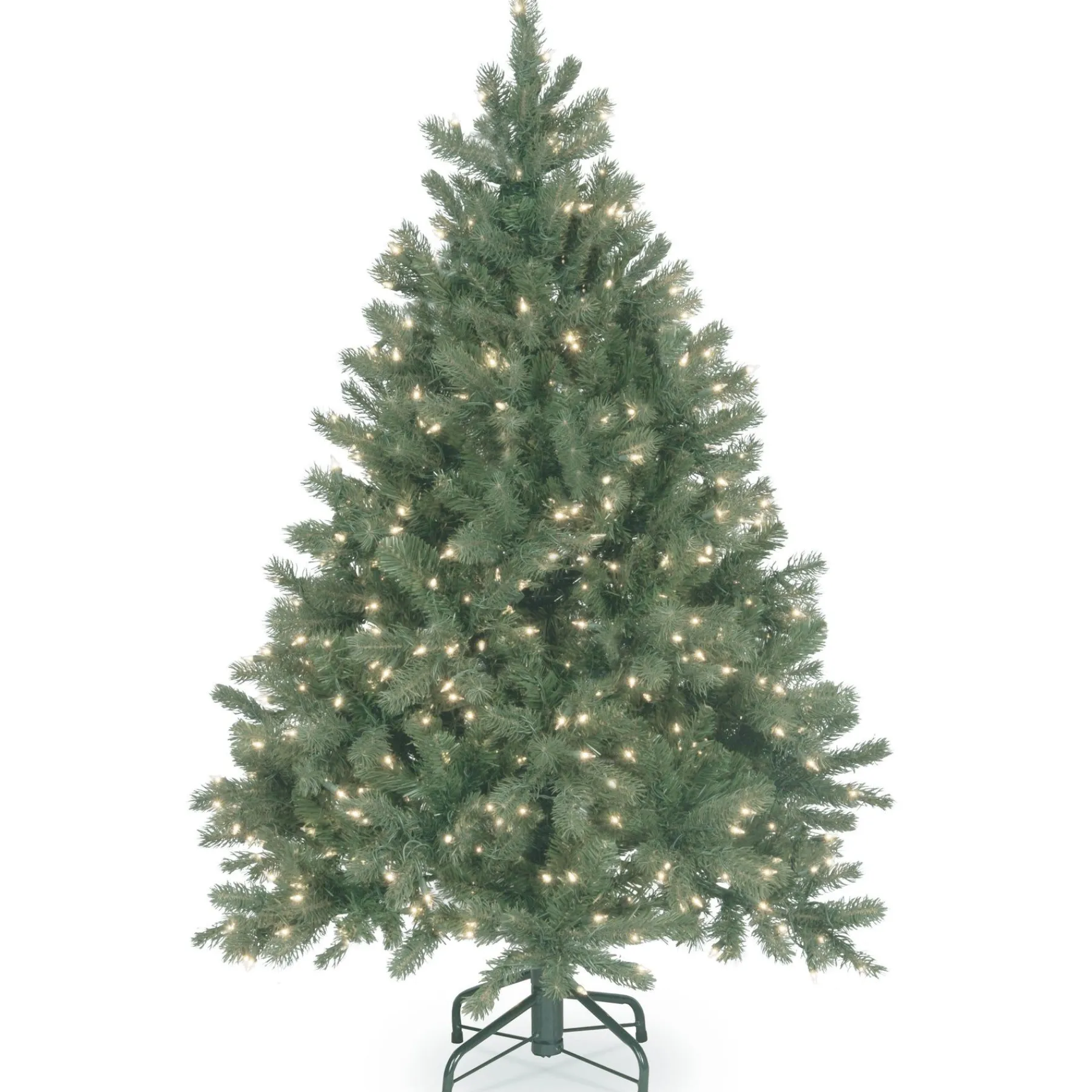 Clear-National Tree Company Pre-Lit 'Feel Real' Artificial Full Downswept Christmas Tree, Green, Douglas Blue Fir, White Lights, Includes Stand, 4.5 Feet