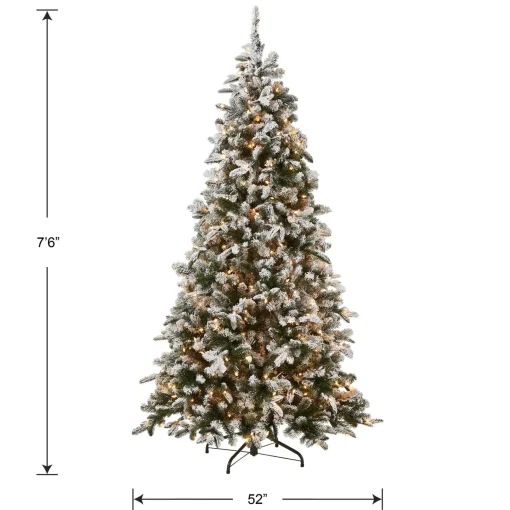 7Ft - 9Ft-National Tree Company Pre-Lit 'Feel Real' Artificial Christmas Tree, Everest Fir, Green, White Lights, Includes Stand, 7.5 Feet