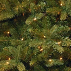 Full-National Tree Company Pre-Lit 'Feel Real' Artificial Full Downswept Christmas Tree, Green, Douglas Fir, White Lights, Includes Stand, 7.5 Feet