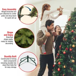 Full-National Tree Company Pre-Lit 'Feel Real' Artificial Full Downswept Christmas Tree, Green, Douglas Fir, White Lights, Includes Stand, 7.5 Feet