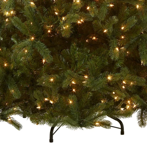 Full-National Tree Company Pre-Lit 'Feel Real' Artificial Full Downswept Christmas Tree, Green, Douglas Fir, White Lights, Includes Stand, 7.5 Feet