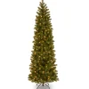 7Ft - 9Ft-National Tree Company Pre-Lit 'Feel Real' Artificial Slim Downswept Christmas Tree, Green, Douglas Fir, White Lights, Includes Stand, 7.5 Feet