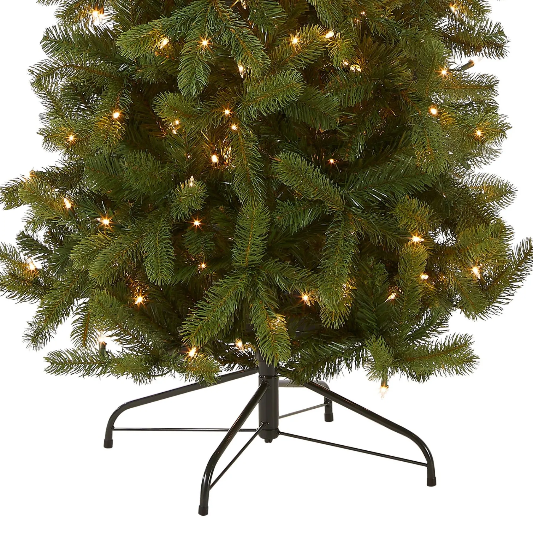 7Ft - 9Ft-National Tree Company Pre-Lit 'Feel Real' Artificial Slim Downswept Christmas Tree, Green, Douglas Fir, White Lights, Includes Stand, 7.5 Feet