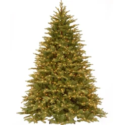 5Ft - 6Ft-National Tree Company Pre-Lit 'Feel Real' Artificial Full Christmas Tree, Green, Nordic Spruce, White Lights, Includes Stand, 6.5 Feet