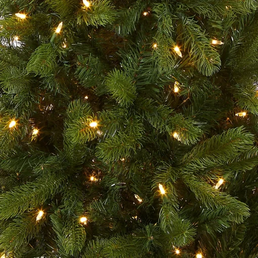 5Ft - 6Ft-National Tree Company Pre-Lit 'Feel Real' Artificial Slim Downswept Christmas Tree, Green, Douglas Fir, Dual Color Led Lights, Includes Stand, 6.5 Feet