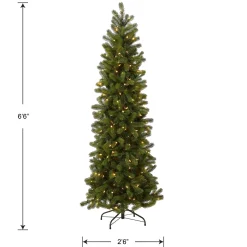 5Ft - 6Ft-National Tree Company Pre-Lit 'Feel Real' Artificial Slim Downswept Christmas Tree, Green, Douglas Fir, Dual Color Led Lights, Includes Stand, 6.5 Feet