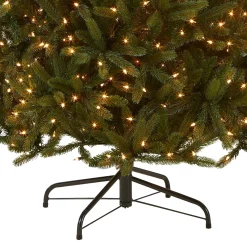 7Ft - 9Ft-National Tree Company Pre-Lit 'Feel Real' Artificial Christmas Tree, Grande Fir, Green, White Lights, Includes Stand, 7.5 Feet