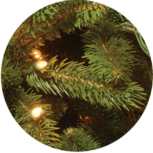 7Ft - 9Ft-National Tree Company Pre-Lit 'Feel Real' Artificial Christmas Tree, Grande Fir, Green, White Lights, Includes Stand, 7.5 Feet