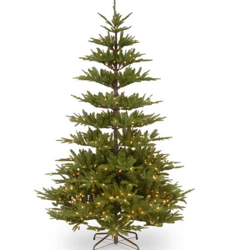 National Tree Company Full^Pre-Lit 'Feel Real' Artificial Christmas Tree, Glenwood Fir, Green, White Lights, Includes Stand, 7.5 Feet