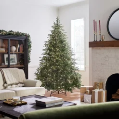 7Ft - 9Ft-National Tree Company Pre-Lit 'Feel Real' Artificial Full Christmas Tree, Green, Frasier Grande, White Lights, Includes Stand, 7.5 Feet