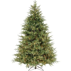 7Ft - 9Ft-National Tree Company Pre-Lit 'Feel Real' Artificial Full Christmas Tree, Green, Frasier Grande, White Lights, Includes Stand, 7.5 Feet
