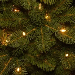 10Ft And Taller-National Tree Company Pre-Lit 'Feel Real' Artificial Giant Slim Downswept Christmas Tree, Green, Douglas Fir, Dual Color Led Lights, Includes Stand, 12 Feet