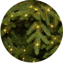 National Tree Company Slim^Pre-Lit 'Feel Real' Artificial Slim Christmas Tree, Green, Nordic Spruce, White Lights, Includes Stand, 7.5 Feet