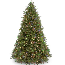 5Ft - 6Ft-National Tree Company Pre-Lit Full Artificial Christmas Tree, Green, Jersey Fraser Fir, 'Feel Real', Multi-Color Lights, Includes Stand, 6.5 Feet