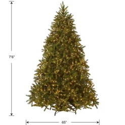 Full-National Tree Company Pre-Lit Full Artificial Christmas Tree, Green, Jersey Fraser Fir, 'Feel Real', Includes Stand, 7.5 Feet