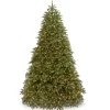 7Ft - 9Ft-National Tree Company Pre-Lit Medium Artificial Christmas Tree, Green, Jersey Fraser Fir, 'Feel Real', White Lights, Includes Stand, 9 Feet