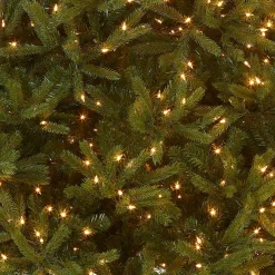 Full-National Tree Company Pre-Lit Medium Artificial Christmas Tree, Green, Jersey Fraser Fir, 'Feel Real', White Lights, Includes Stand, 7.5 Feet