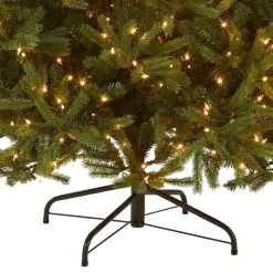 Full-National Tree Company Pre-Lit Medium Artificial Christmas Tree, Green, Jersey Fraser Fir, 'Feel Real', White Lights, Includes Stand, 7.5 Feet