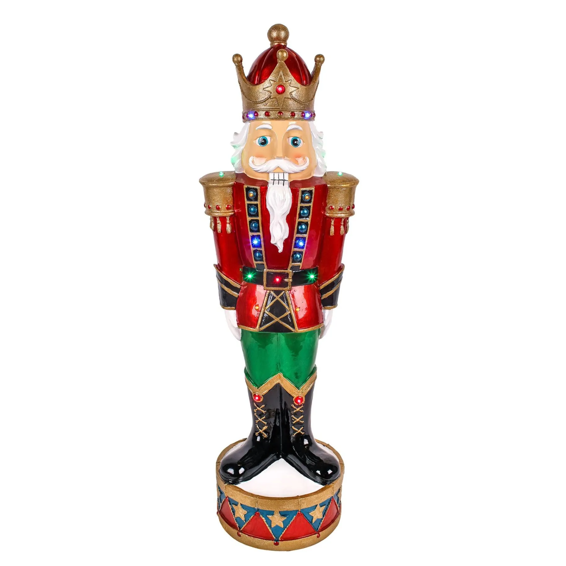 Christmas Accessories-National Tree Company Pre-Lit Nutcracker Christmas Decoration With Multicolor Led Lights With Hand Painted Details, Plug In, Red, 36 In