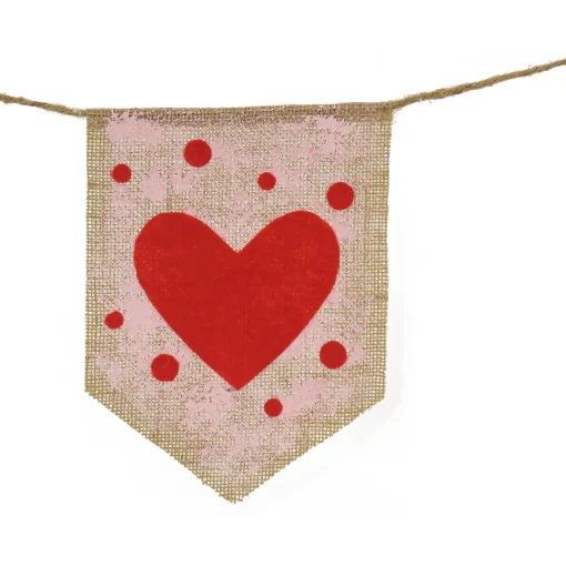 Valentine'S Day Accessories-National Tree Company Red Hearts And Dots Jute Garland, Valentine'S Day Collection, 6 Feet