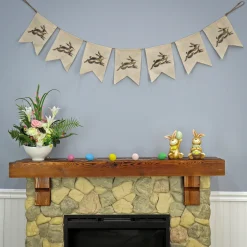 Easter Wall Decor-National Tree Company Running Bunnies Hanging Banner Decoration, White, Easter Collection, 70 Inches