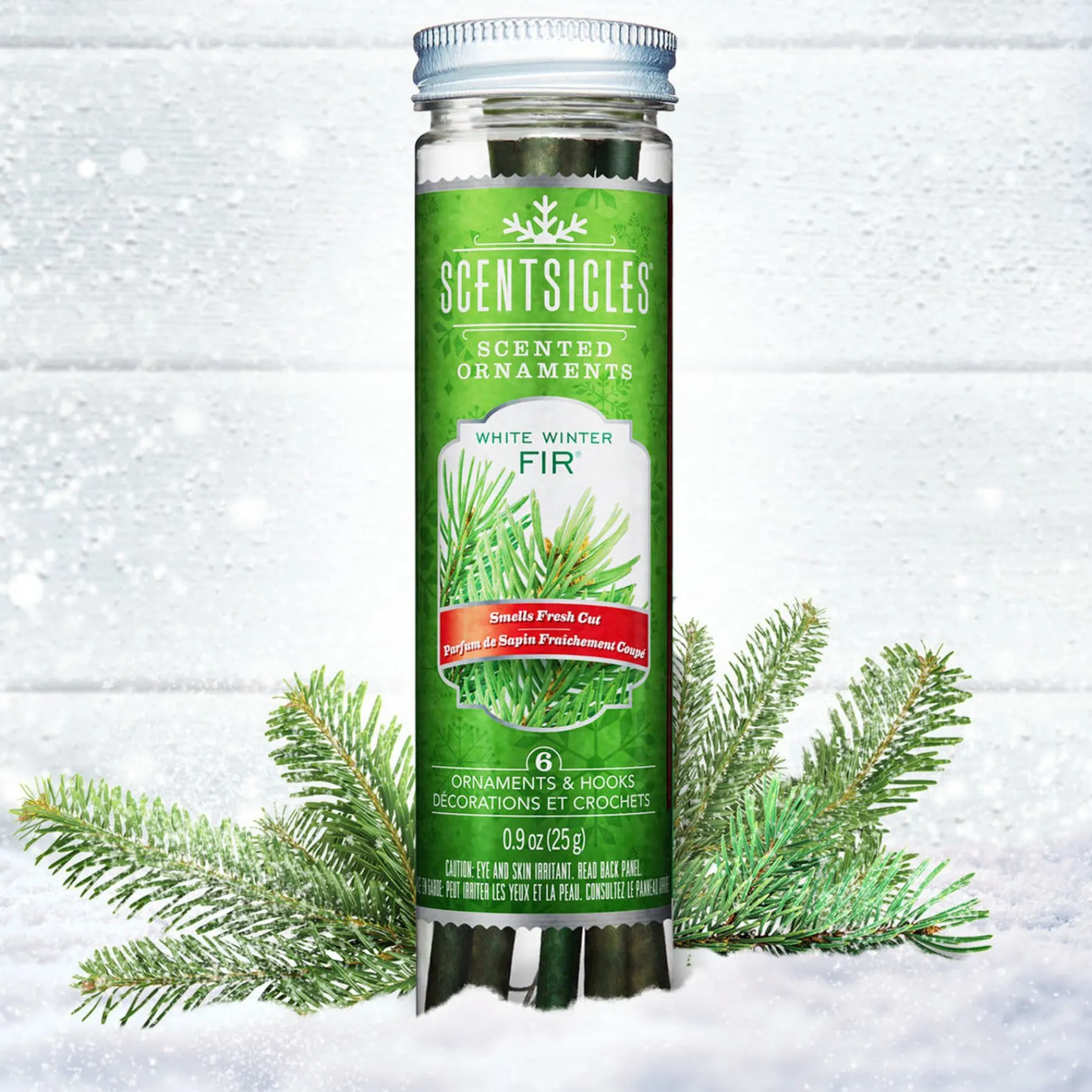 Christmas Tree Scent-National Tree Company Scented Ornaments, 2 Pack- 6Ct Bottle, White Winter Fir, Fragrance-Infused Paper Sticks