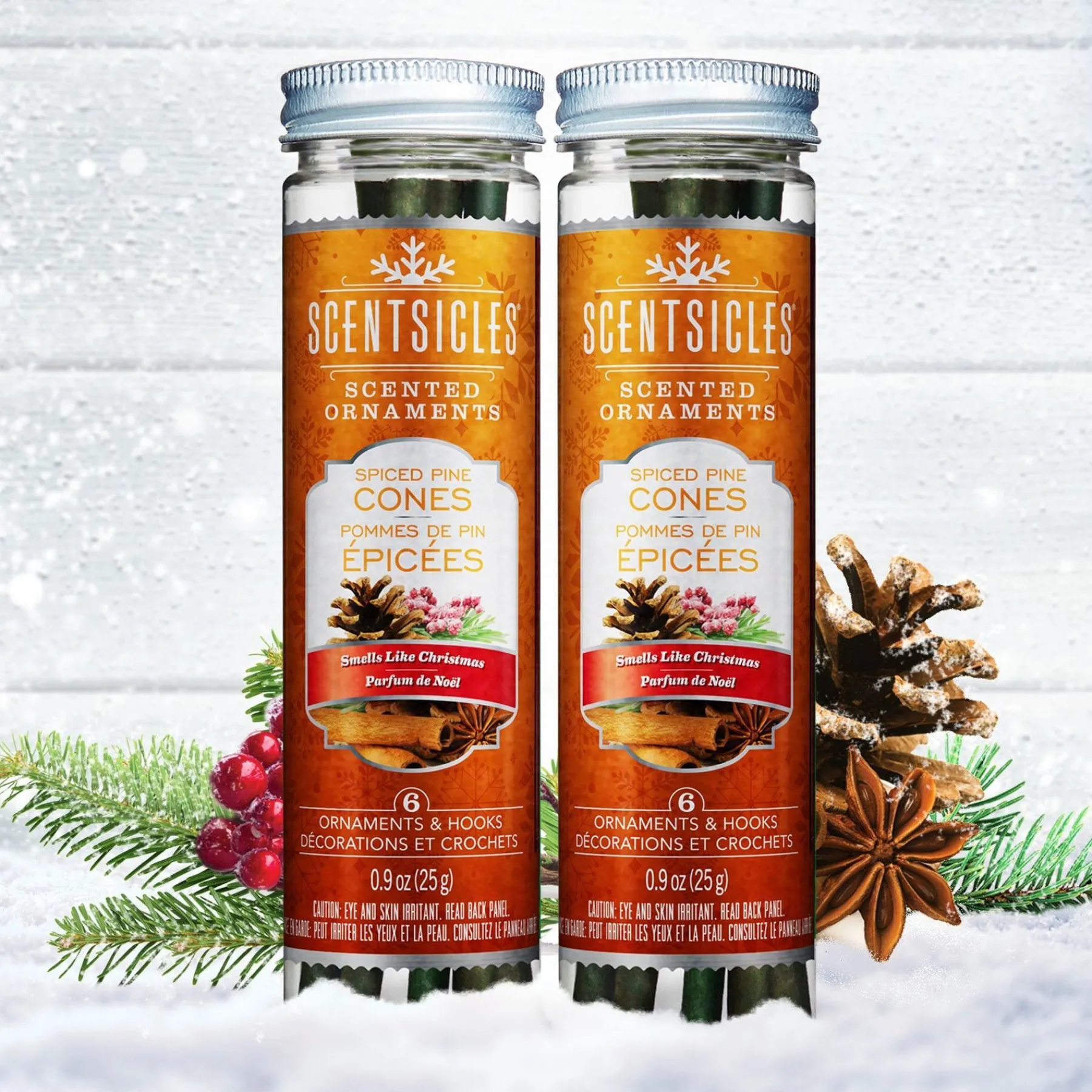 Harvest Scent-National Tree Company Scented Ornaments, 2-Pack- 6Ct Bottle, Spiced Pine Cones, Fragrance-Infused Paper Sticks