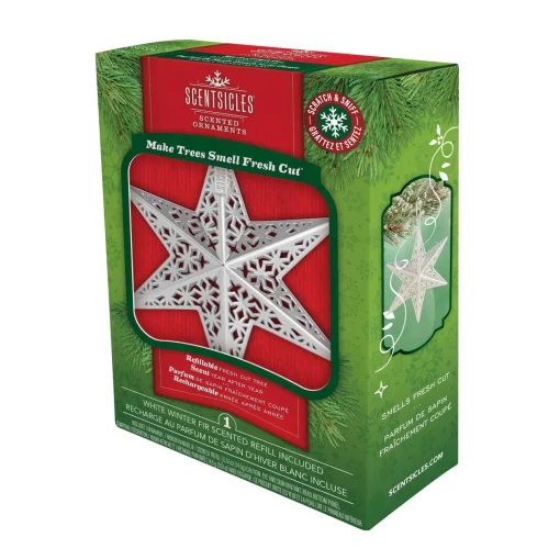 Christmas Tree Scent-National Tree Company Scentsicles Decorative Ornament, Metal White Star, White Winter Fir With Refill