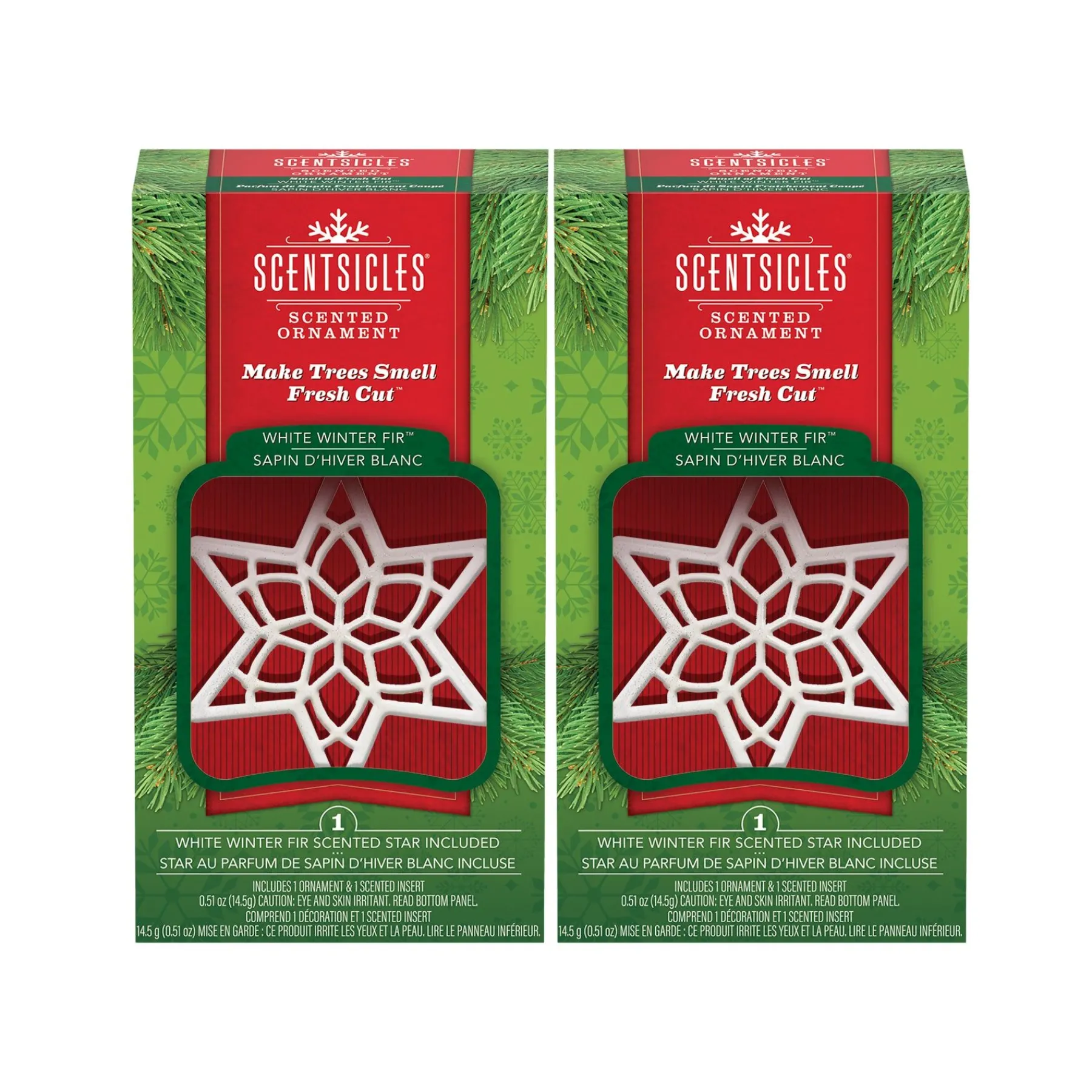 Christmas Tree Scent-National Tree Company Scentsicles, Scented Star Ornament, White Winter Fir, 2-Pack