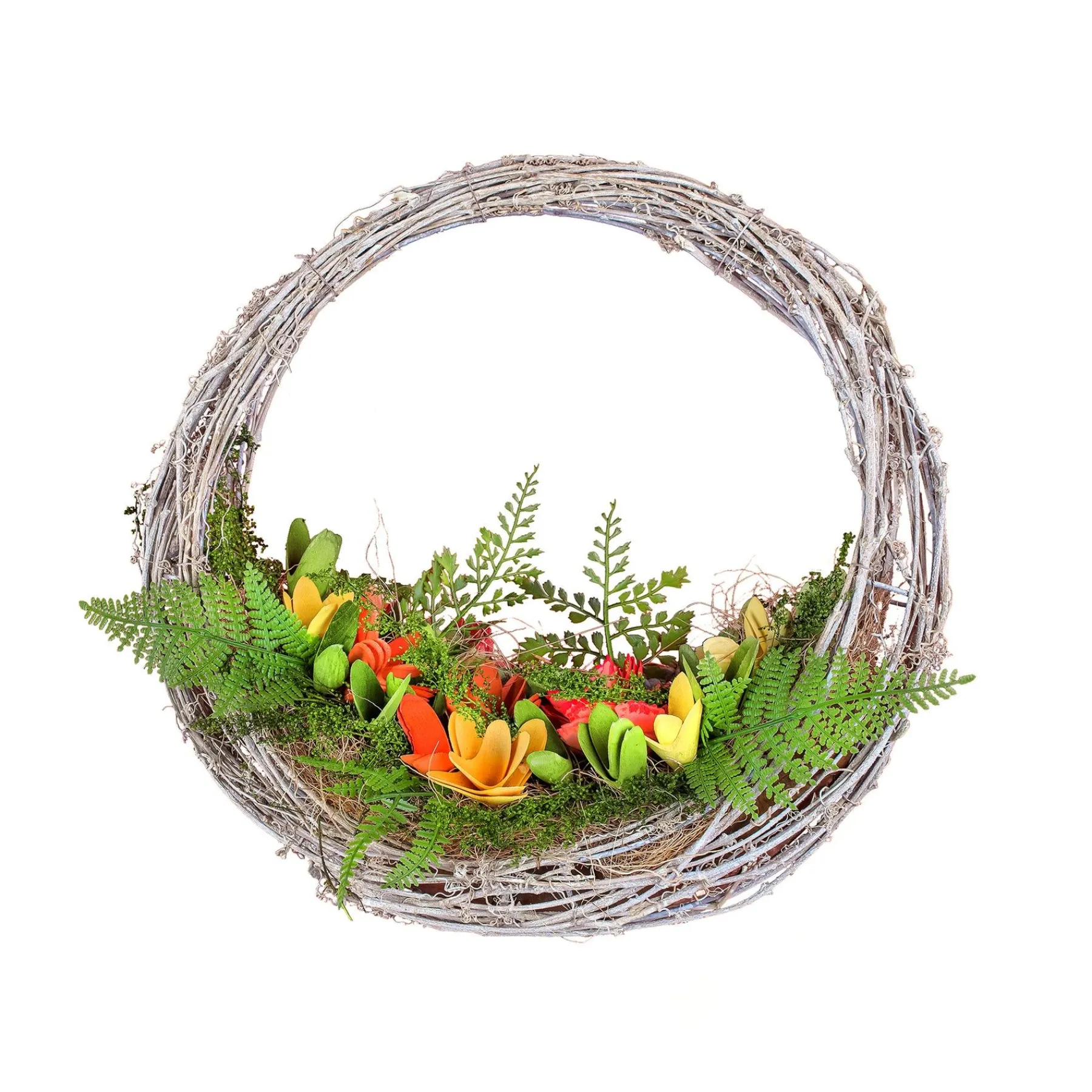 Flower Wreaths-National Tree Company Spring 15" Multicolor Floral Hammock Wreath