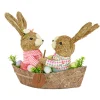 Easter Table Decor-National Tree Company Two Bunnies In A Boat Table Decoration, Easter Collection, 15 Inches
