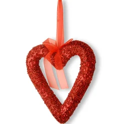 Valentine'S Day Accessories-National Tree Company Valentine'S Heart Hanging Decoration, Red, Decorated With Red Sequins, Valentine'S Day Collection, 11 Inches