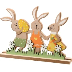 Easter Table Decor-National Tree Company Wooden Rabbit Trio Table Decoration, Easter Collection, 9 Inches