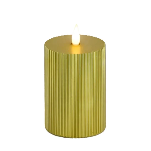 Christmas Accessories-National Tree Company 3X7 Hgtv Home Collection Flameless Georgetown Pillar Candle, Gold