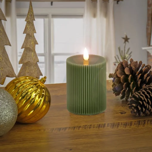 Christmas Accessories-National Tree Company 5X7 Hgtv Home Collection Flameless Georgetown Pillar Candle, Dk Green