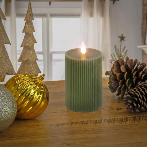 Christmas Accessories-National Tree Company 4X8 Hgtv Home Collection Flameless Georgetown Pillar Candle, Dk Green